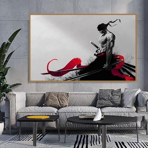 KAIDAARTLH Samurai Japanisches Leinwandbild, moderne Gemälde, Charakterbilder, Leinwanddrucke, moderne Gemälde für Wohnzimmer Schlafzimmer, Frameless(B,60x90cm)