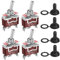 Gebildet 4Stück Wasserdichter Rastender Kippschalter 20A–12VCC/10 A–24VDC, 20A–125VAC/10A–250VAC DPDT 3poliger EIN/AUS/EIN-Wippschalter + 4Stück Kappe
