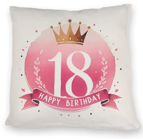 speecheese Happy Birthday 18 Krone Kissen Achtzehn Geburtstag Kissen in Rosa und Pink Glückwunsch