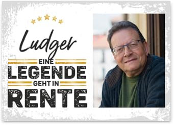 Herz & Heim® Deko Rente/Ruhestand/Pension Banner mit Wunschnamen (Legende mit Foto)