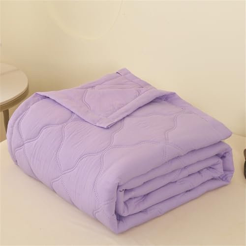 Highdi Bed Throws Quilted Bedspreads, Lightweight Patchwork Quilt Comforter King Single Double, Washable Throw Summer Quilt, Quilted Blanket for All Seasons (Purple,200x230cm)