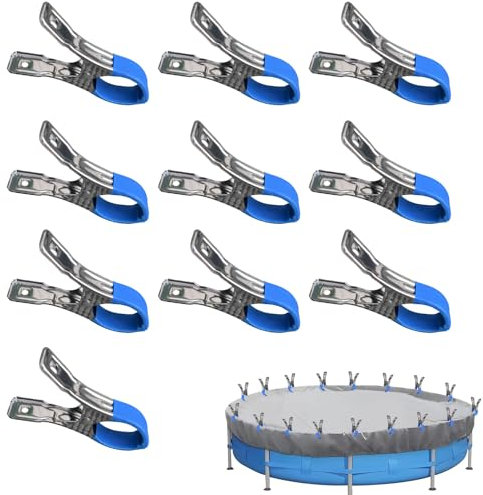 Skeadex Lot de 10 pinces de protection de piscine en acier inoxydable pour piscine hors-sol, clips coupe-vent pour piscines hors-sol, serviette de plage (B)
