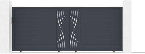Casanoov Portail Coulissant VELETA Aluminium Gris Anthracite 390 x 163 cm 3,9 x 1,63 m 6,36 m² Motif Nature Design Extérieur Entrée Maison Résistance Vent 55 km/h Rail 8 m Serrure Barillet 5 Clefs
