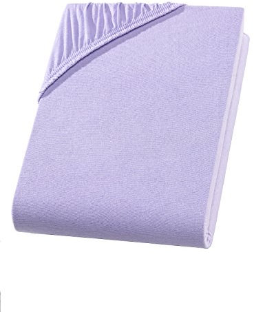 Spannbettlaken 180x200-200x200 cm Spannbetttuch 100% Baumwolle Bettlaken für Matratzen bis 25 cm Höhe, Jersey Spannbettlaken Flieder