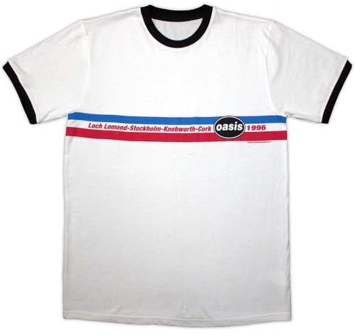 Rock Off officially licensed products Oasis 1996 Tour Horizontal Stripes Ringer T Shirt