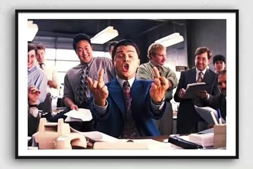 phtnmaihw Mur Art Peinture imprimer Affiche Leonardo DiCaprio le loup de Wall Street affiche sur toile 60X90cm Sans cadre