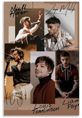 One Poster Direction Musikband Vintage Retro Cover signiert Musikposter für Zimmer Ästhetische Leinwand Wandkunst Schlafzimmer Dekor 30 x 45 cm