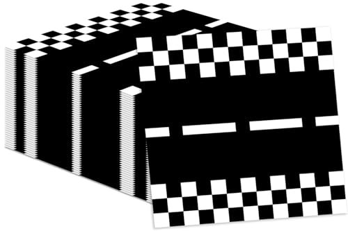 50 Stück Party Servietten mit Schwarz Weiß Karierter, Einweg Rennauto Birthday Sparty Zubehör, Rennauto Mottoparty Papier Lunch Servietten für Kinder und Männerparty Dekorationen