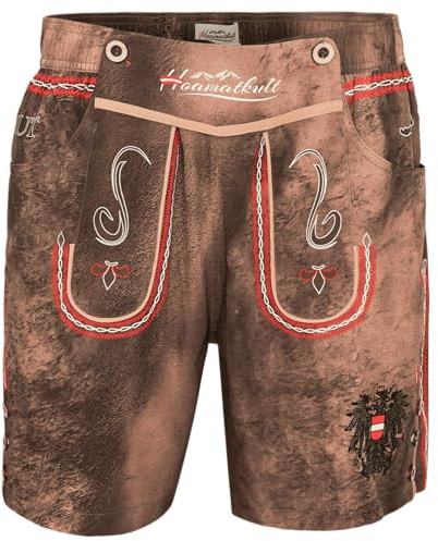 Hoamatkult Trachten Badehose – Lederhosen Optik Österreich Adler | Herren Badeshorts mit 4-Wege-Stretch, schnelltrocknend & wasserabweisend | Kultiges Design mit 3 Taschen & elastischem Bund