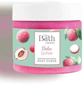 The Bath Factory Dolce Litchi Körperpeeling mit Sheabutter, Jojobaöl, Baobab und Avocado, 300 g