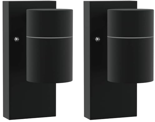 vidaXL Outdoor Wall Lights 2 pcs Black 6.5 x 10.5 x 16 cm, Garden and Terrace, Contemporary Accent Lamp for Indoor and Outdoor Lighting, Warm Ambient Light, Versatile Decor Ideas