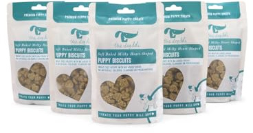 Petface Dog Deli Soft Bake Milky Heart Shaped Puppy Biscuits, Wheat Free Dog Treats, Hand Baked in the UK, 120 g (Pack of 5)