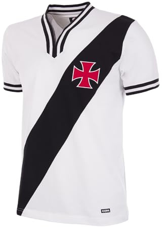 COPA Football - Retro Auswärtstrikot Herren - Vasco da Gama 1975 - Weiß - 50% Baumwolle – 50% Polyester - Größe XL