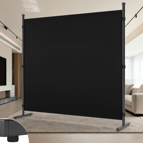 AKTOP Room Divider, Freestanding Single Panel Privacy Screen, Portable Temporary Wall Dividers for Room Separation, Large Room Partitions and Separators with Carrying Bag, 71''W x 76''H, Black