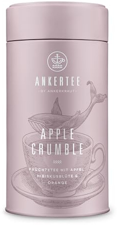 ANKERTEE Apple Crumble | Früchtetee mit Apfel & Hibiskusblüte | 130g in der Dose | loser Tee | by Ankerkraut | Früchteteemischung für ca. 50 Tassen | fruchtig