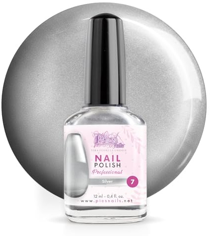 Nail Polish for Strong, Beautiful Nails 12 ml – Classic High-Shine Formula, Long-Lasting & Easy to Apply and Remove | A Timeless Nail Varnish Finish for Salon-Quality Results (7. Silver, 12 ml)