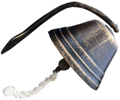 WHAMVOX Retro Style Small Cast Iron Doorbell with Clear Loud Chime Bronze Finish for Coffee Shops Indoor Outdoor Use Wall Mounted Vintage Door Decoration