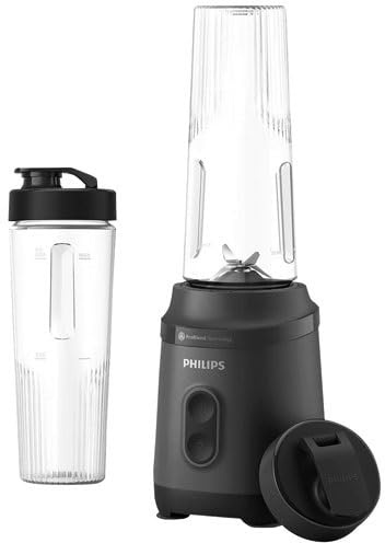 Philips Blend & Go 3000 Series Mini blender à smoothie ? 350 W, bouteille portable de 0,6 l, lames en acier inoxydable, 2 réglages de vitesse, passe au lave-vaisselle, technologie ProBlend, noir