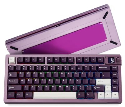 Akko MOD007 V5 HE Gaming-Tastatur, kabelgebunden, Schnellentriegelung, Aluminium, kabelgebundene Tastatur mit personalisiertem Bildschirm, FR4-Platte, Violett, AstroAim Switch