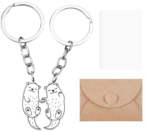 JiangZShangM 2PCS Otter Schlüsselanhänger für Paare und Freunde im Cartoon-Design, Schlüsselanhänger Otter Paar als Geschenk, für Tasche, Auto und Alltag