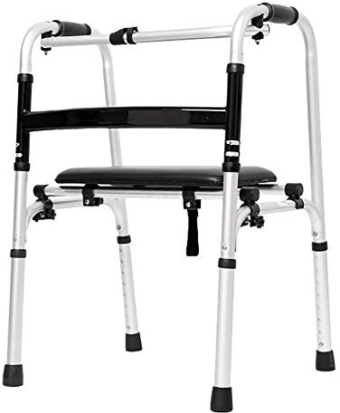Faltbarer Rollator, Gehgestell mit Rädern, zusammenklappbar, leicht, 2 aufrecht rollenden, höhenverstellbaren Tritthilfen