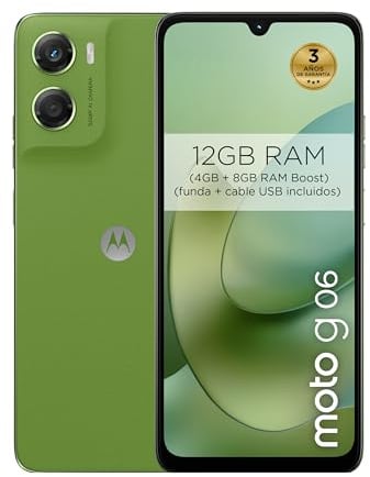 Moto G06 12 GB (4 GB+8 GB RAM Boost)/256 GB a colori PANTONE TENDRIL, grande schermo da 6,9 pollici con suono Dolby Atmos, sistema di telecamere AI da 50 MP, protezione dall'acqua IP64, batteria