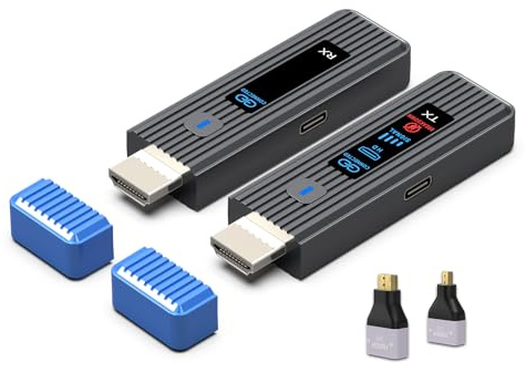 2026 New Wireless HDMI Transmitter and Receiver 328FT/100M, LED Screen Display, Dual-Band 2.4G+5.8G Plug & Play HDMI Extender Kit, 4K Decode 1080P Output for PC/Projector/TV Box/Monitor