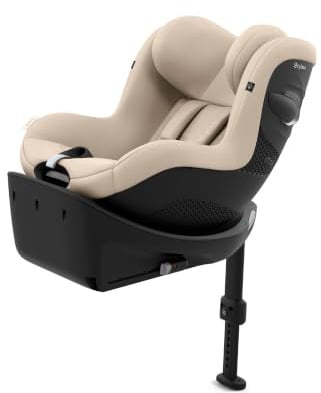 CYBEX Gold Kinder-Autositz Sirona Gi i-Size Comfort, Almond Beige | Inklusive Base, ab 3 Monate bis 4 Jahre, max 20 kg, 61-105 cm, Optimale Atmungsaktivität, 360 Grad Drehfunktion