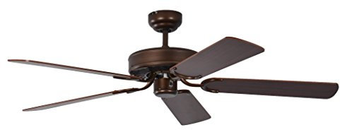 Deckenventilator ohne Beleuchtung Potkuri, Gehäuse Bronze Antik, Wendeflügel Mahagoni oder Mahagoni mit Rattaneinlage , 132 cm, für Räume bis zu 25m²