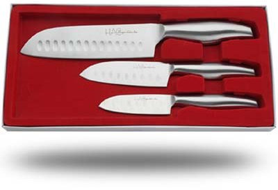 HAC24 Asiatisches Design Messerset Edelstahl 3 Teilig Asia Küchenmesser Kochmesser Asiamesser Set 3 TLG