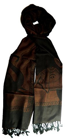 Schal Himalaya Elefanten schwarz braun Viskose Tuch Stola Halstuch Accessoire