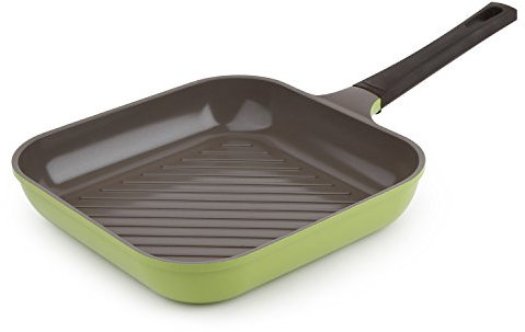 Neoflam Grillpfanne aus Keramik, antihaftbeschichtet, quadratisch, 28 cm, Avocadogrün