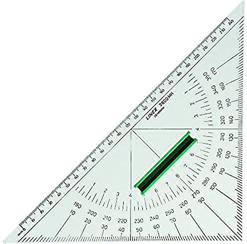 Linex 2622 Geometrie-Dreieck, 22,5 x 16 cm, Winkelmesser, mit Tuschekante und Lupe über dem 0-Punkt