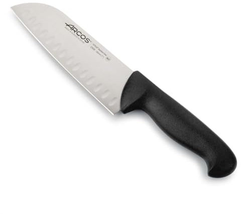 Arcos Séries 2900 - Couteau Santoku Couteaux Japonais - Lame Acier Inoxydable Nitrum 180 mm - Manche Polypropylène Couleur Noir