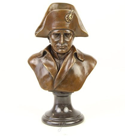 clever-deko Bronze Büste Napoleon Bonaparte Bronzebüste Bronzeskulptur Skulptur Metall Granitsockel Jungendstil