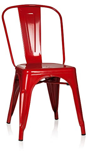 hjh OFFICE 645021 Bistrostuhl VANTAGGIO Comfort Metall Rot im Industry-Design, stapelbar
