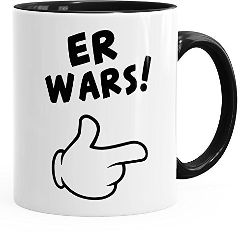 MoonWorks Kaffee-Tasse Er wars Spruch Comic Hand Spruch-Tasse Büro-Tasse Schwarz unisize