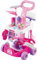 Childrens Pink Cleaning Trolley Cart RolePlay Toy Set & Working Vacuum Cleaner Pretend Play