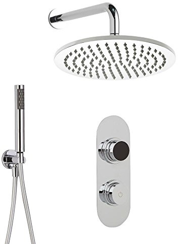 MILANO Digital Thermostatic Mixer Valve 300mm Round Shower Head Handset