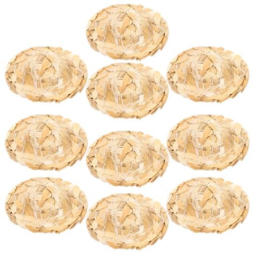 Healifty 10 minisombreros de paja artesanales, para manualidades, 4 a 3 cm