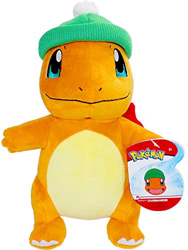 Pokémon Charmander mit Feiertagsmütze, 20,3 cm, Plüsch mit einzigartigem Accessoire