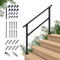 CHR Pasamanos de 4 peldaños para exteriores para escalones al aire libre, kit de soporte barandilla de escalera de hierro forjado negro (pasamanos de 3 a 4 escalones)