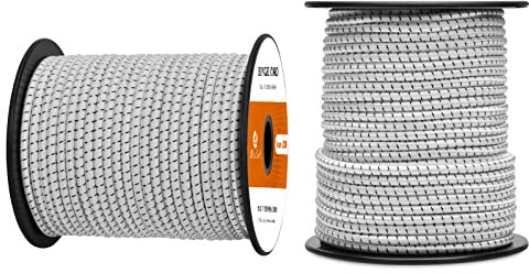 Abma Cord Gummiseil Expanderseil 4mm 30M Gummischnur UV Beständig Planenseil 100% Dehnung Spannseil für Plane, Anhängerplane, Sonnensegel, Zelte, Banner - Weiss & Schwarz