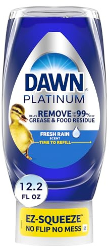 Dawn EZ-Squeeze Platinum Dishwashing Liquid Dish Soap, Refreshing Rain Scent, 12.2 fl oz