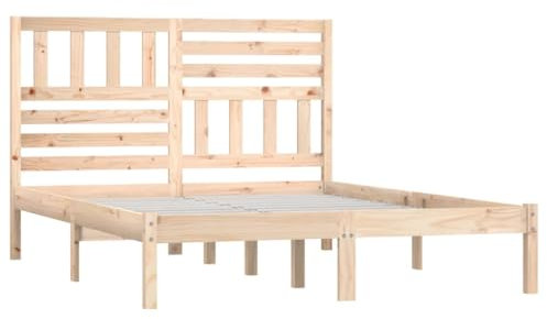 vidaXL Massivholzbett Kopfteil Bettgestell Lattenrost Holzbett Bett Doppelbett Bettrahmen Ehebett Schlafzimmerbett Kiefer 140x190cm