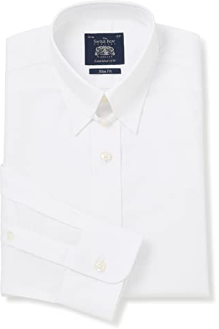 Men's Slim Fit 100% Cotton Poplin Tab Collar White Single Cuff Formal Shirt | Luxury, Premium Quality, Long Sleeve, Dress Shirt, Formalwear