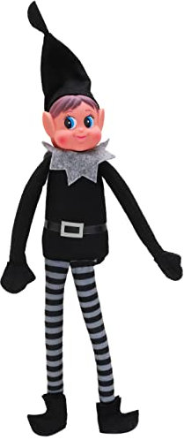 Toyland® Elves Behavin Badly 12 pollici ragazza elfo con vestiti neri peluche con gambe lunghe, corpo morbido e testa in vinile - novità natalizie