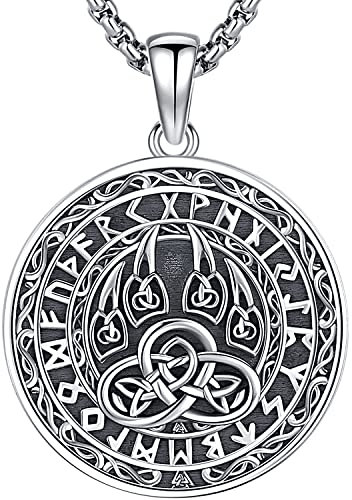 Viking Bärentatze Halskette Sterling Silber 925 Bäre Anhänger Wikinger Silber Keltische Wikinger Rune Halskette Nordische Wikinger Schmuck für Herren