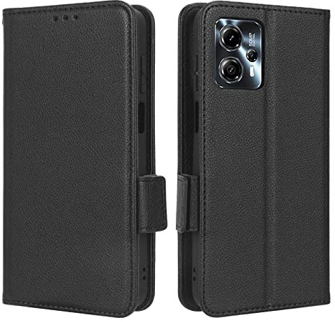 GOKEN Coque Cuir Étui pour Motorola Moto G13, Antichoc Portefeuille Housse avec Fentes pour Cartes, TPU Bumper Case Cove -Noir