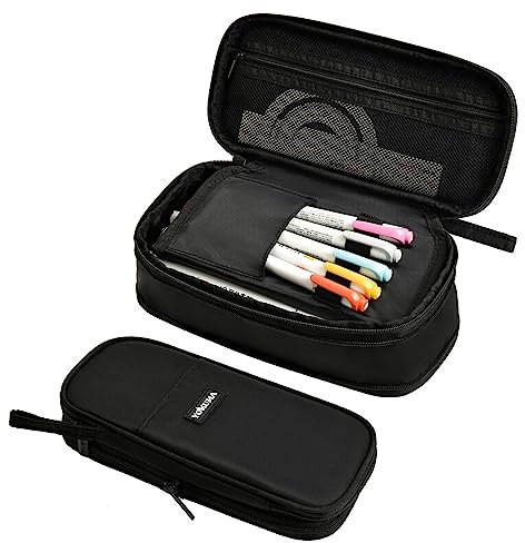 YOKUMA federmäppchen mäppchen federtasche federmappe etui Schule schlamppermäppchen groß Pencil case Aesthetic etui federmappe für Jungen mädchen Teenager Jungen,schwarz
